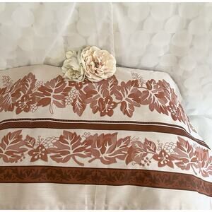 Williams-Sonoma Tablecloth Foliage Jacquard Beige Brown Copper 70”x 128” NWOT